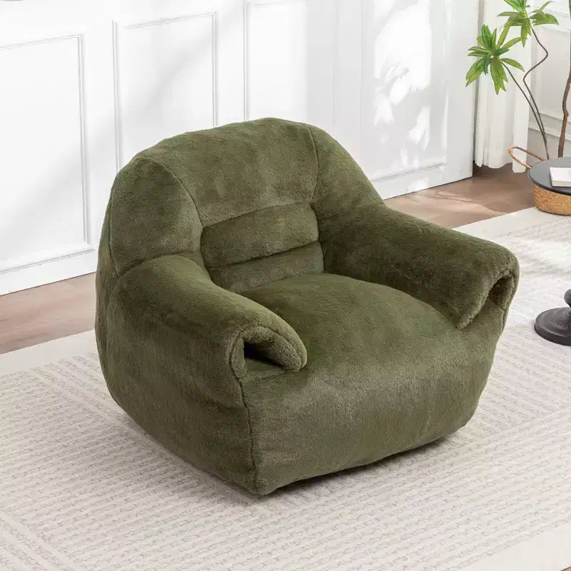 Pouf poire avec dossier, Canapé pouf en fausse fourrure pour adultes et enfants, Canapé de sol rembourré