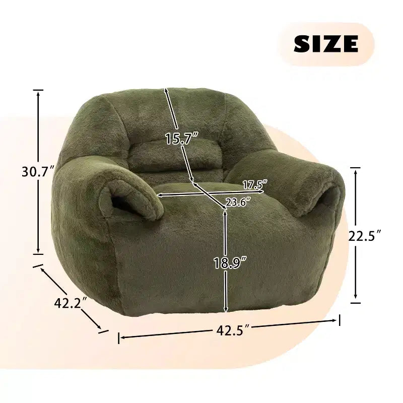 Pouf poire avec dossier, Canapé pouf en fausse fourrure pour adultes et enfants, Canapé de sol rembourré