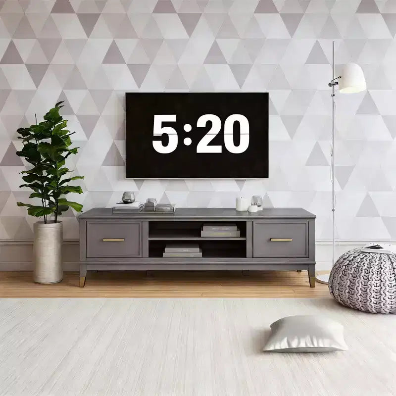 JVNOXK 59.61-inch Modern Multimedia TV Stand, accommodates TVs up to 65 inches, featuring two doors and a central storage compartment, Dark Gray