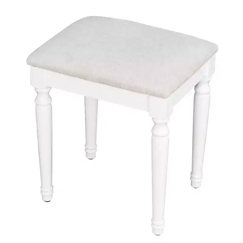 Coiffeuse de 112,7 cm avec 13 ampoules LED, 3 modes d'éclairage, miroir triple, 5 tiroirs et étagères, station de charge pour chambre à coucher, blanche