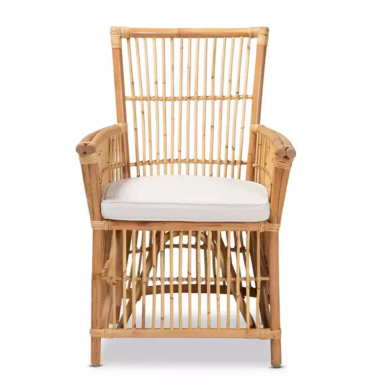 Fauteuil en bois et tissu d'inspiration bohème moderne