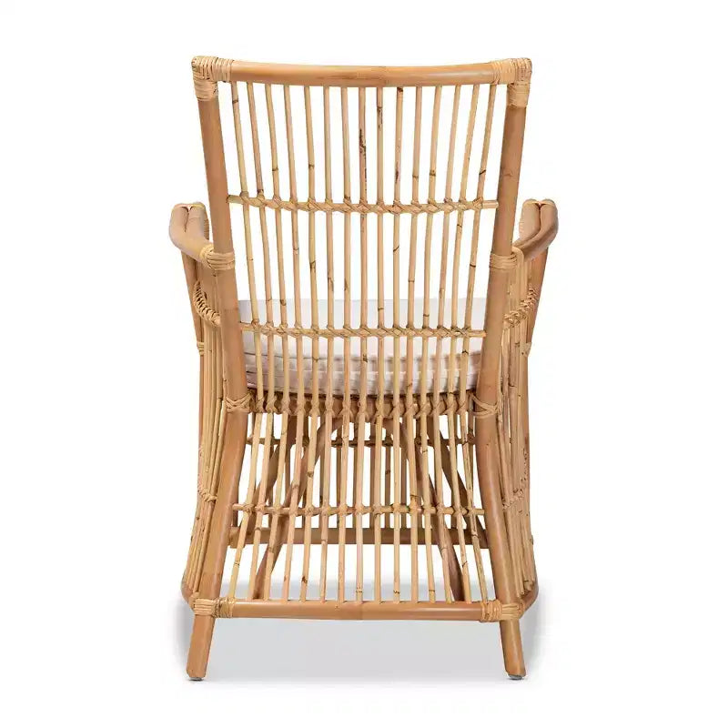 Fauteuil en bois et tissu d'inspiration bohème moderne