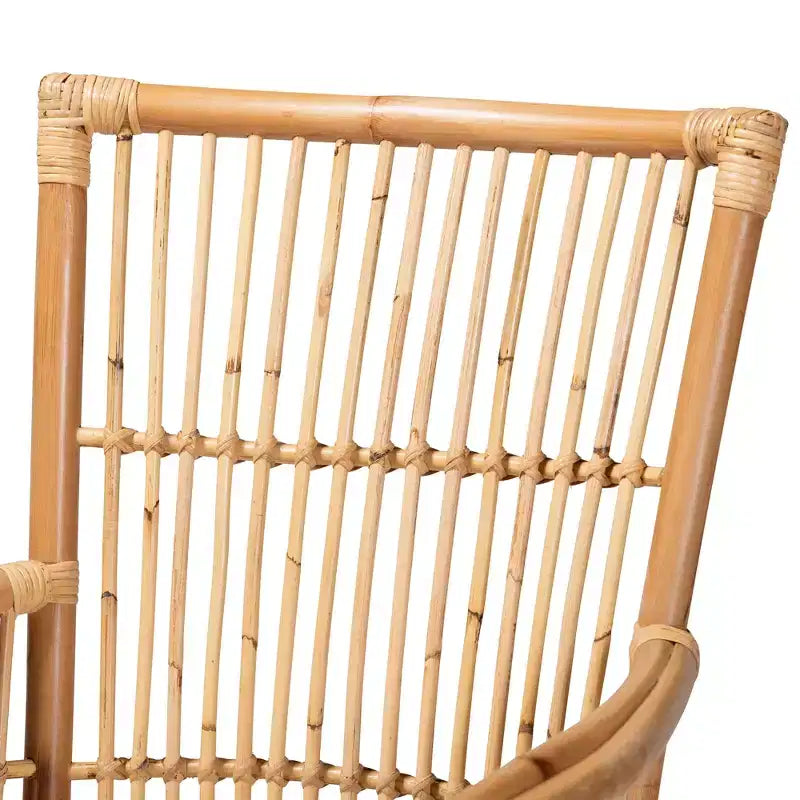 Fauteuil en bois et tissu d'inspiration bohème moderne