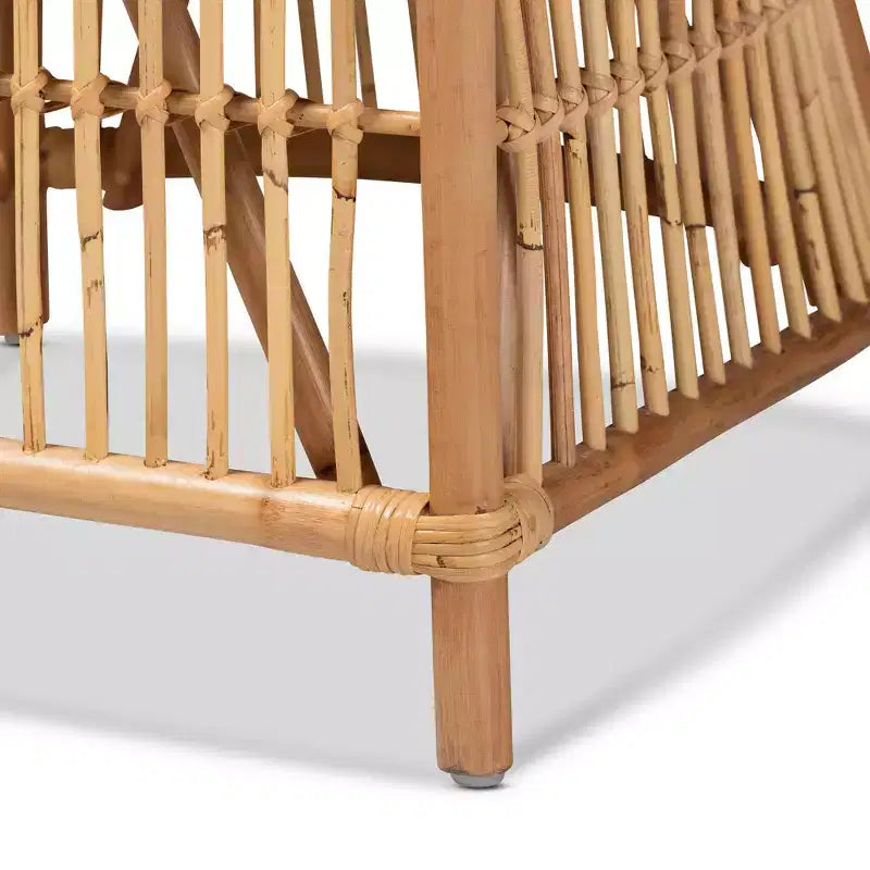 Fauteuil en bois et tissu d'inspiration bohème moderne